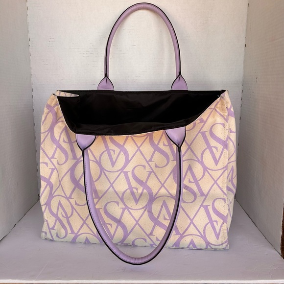 Victoria's Secret Purple and Beige Tote Bag Lavender & Vanilla - Picture 3 of 7
